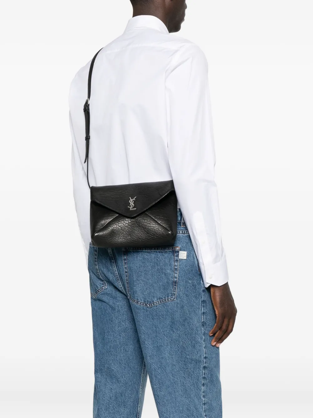 Saint Laurent Envelop tas met logoplakkaat - Zwart
