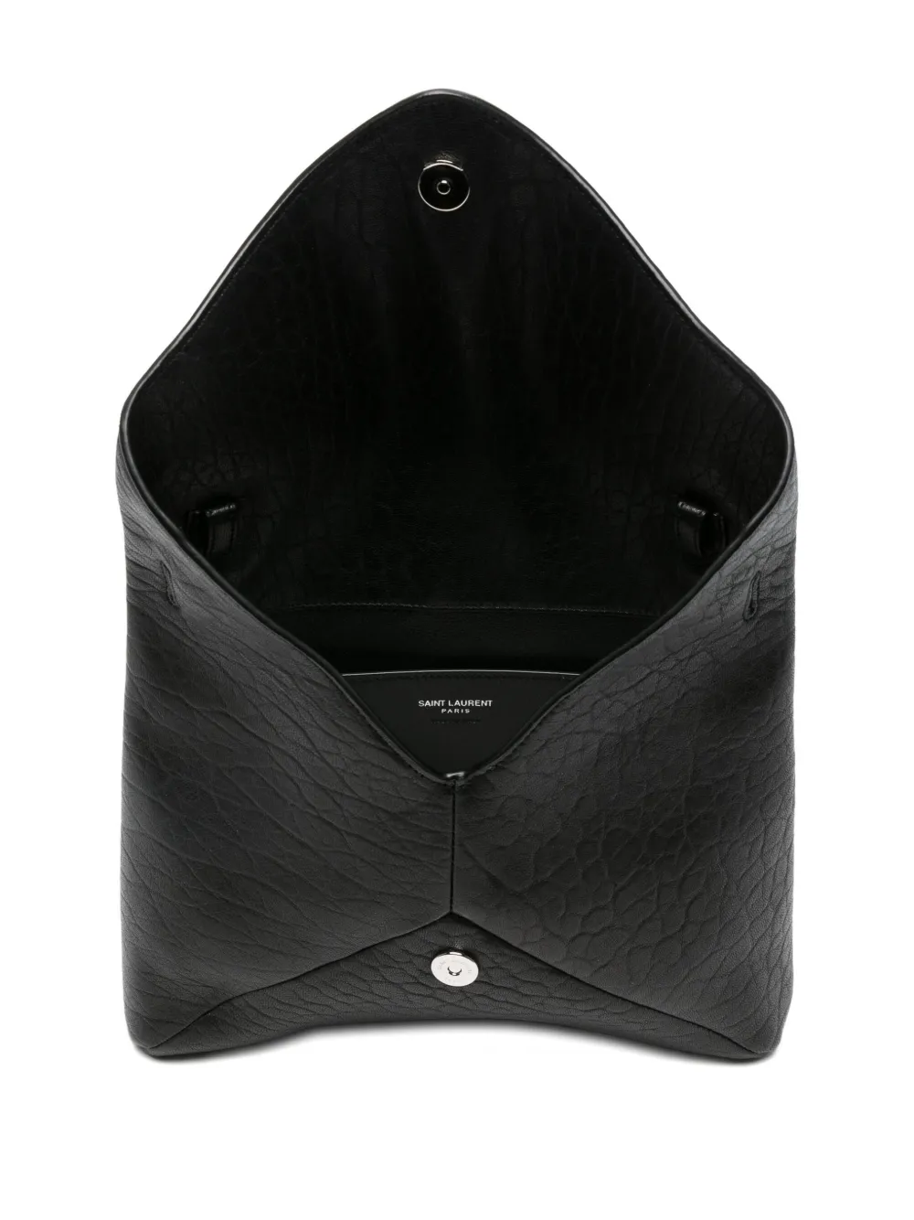 Saint Laurent Logo-plaque Envelope Shoulder Bag In Black