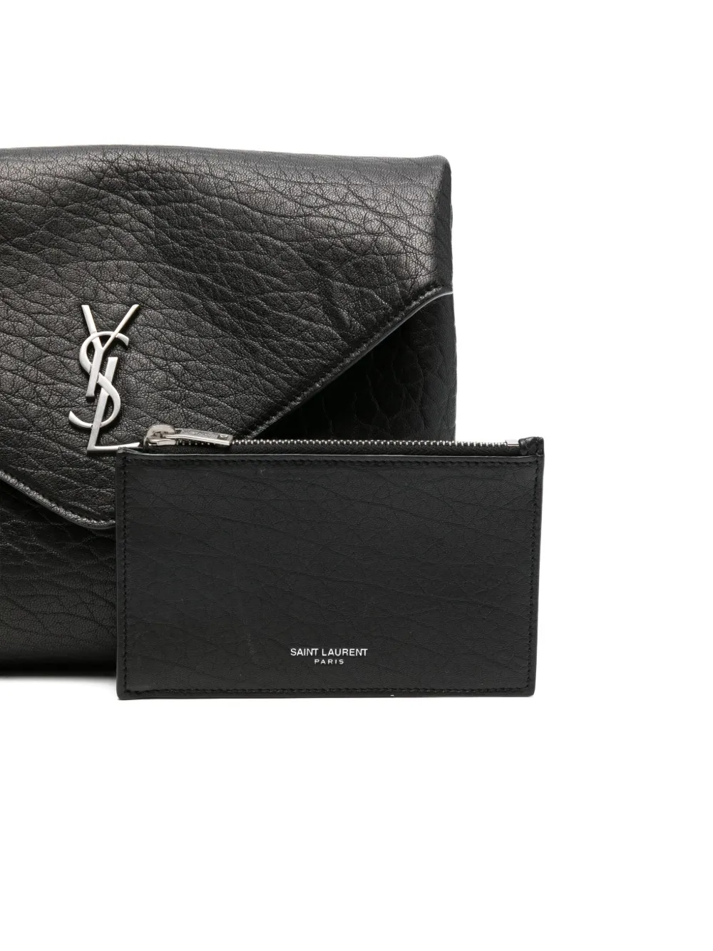 Saint Laurent Logo-plaque Envelope Shoulder Bag In Black