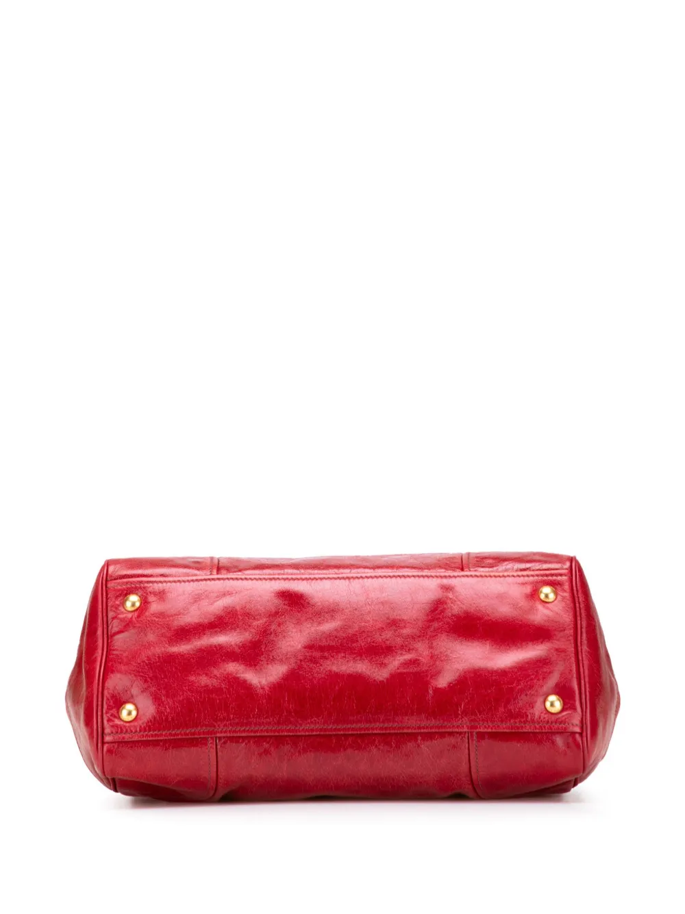 Pre-owned Prada 2010-2025 Vitello Shine Bauletto Satchel In Red