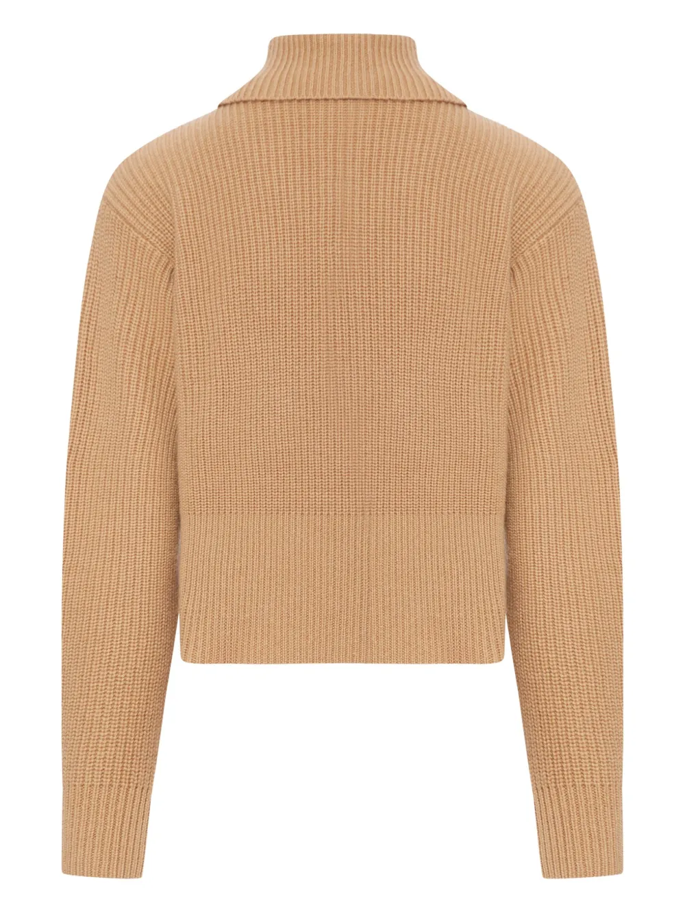Max Mara Geribbelde trui met ritshals Beige