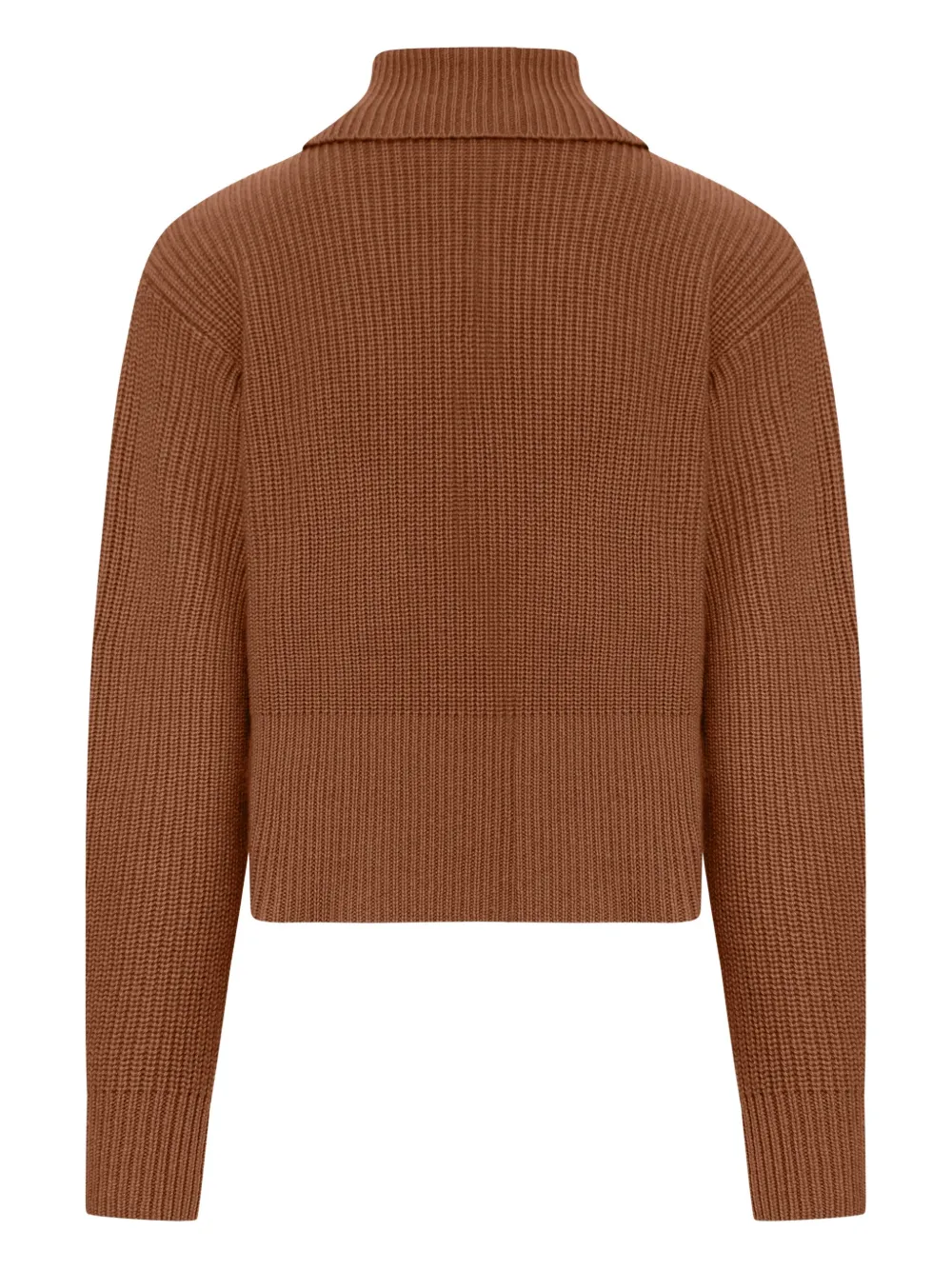 Max Mara Geribbelde wollen trui met rits Bruin