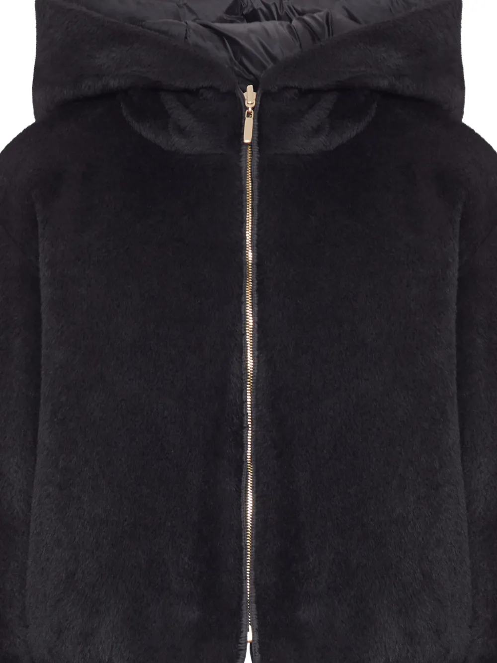Max Mara Hooded Zip-up Jacket In Black