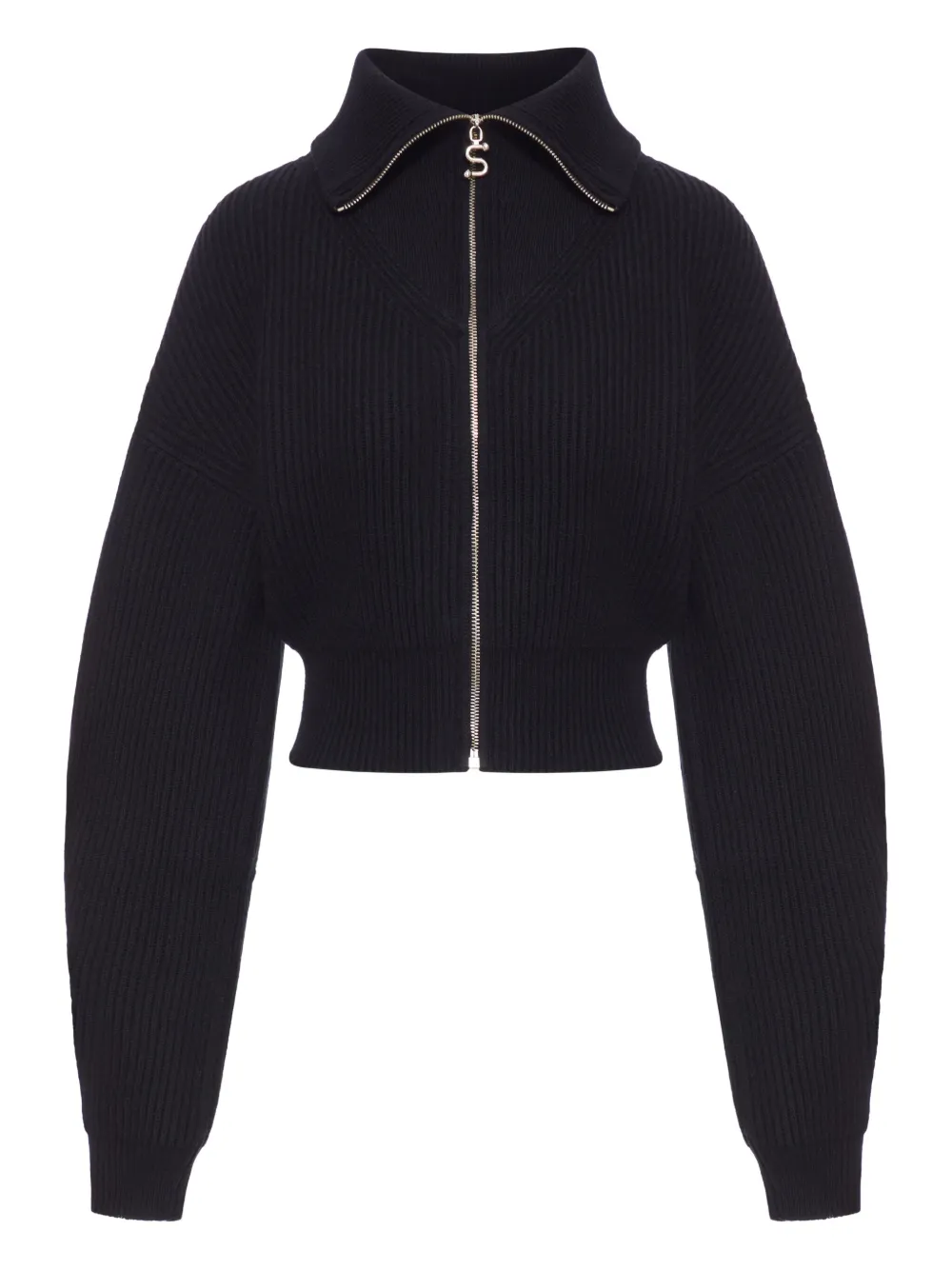 Sportmax Geribbeld vest met rits Zwart
