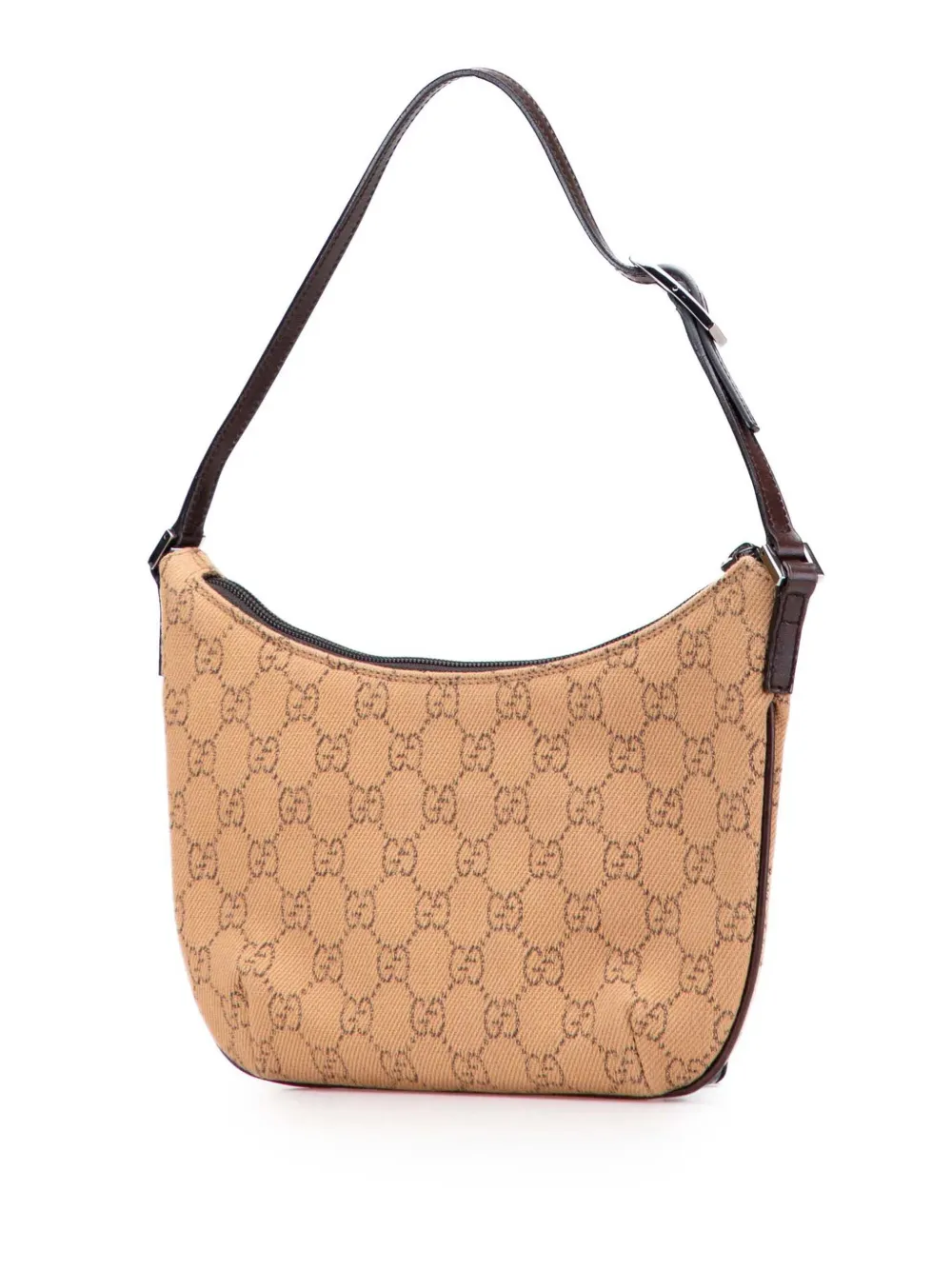 Pre-owned Gucci 2000-2015 Gg Denim Shoulder Bag In Brown