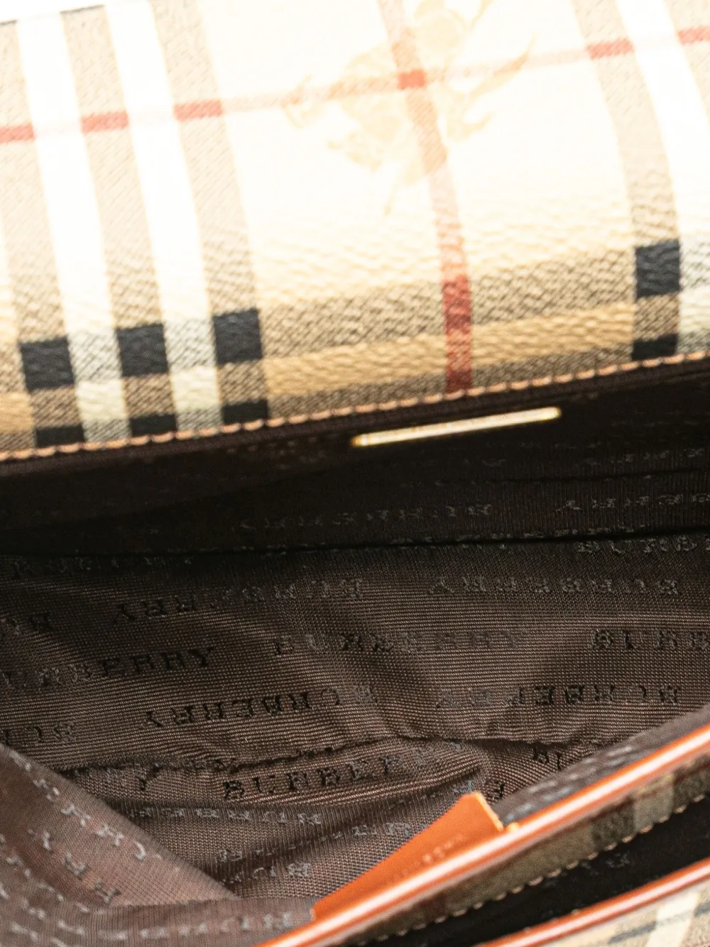Pre-owned Burberry 2000-2017 Haymarket Check Coated Canvas Crossbody Bag In Brown