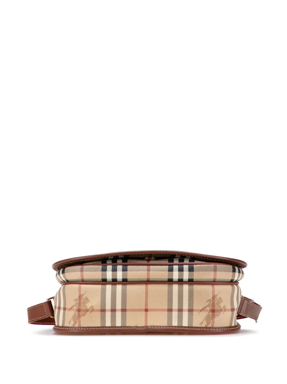 Pre-owned Burberry 2000-2017 Haymarket Check Coated Canvas Crossbody Bag In Brown