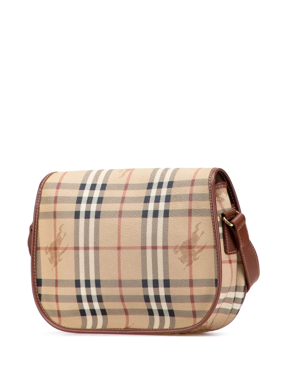 Pre-owned Burberry 2000-2017 Haymarket Check Coated Canvas Crossbody Bag In Brown