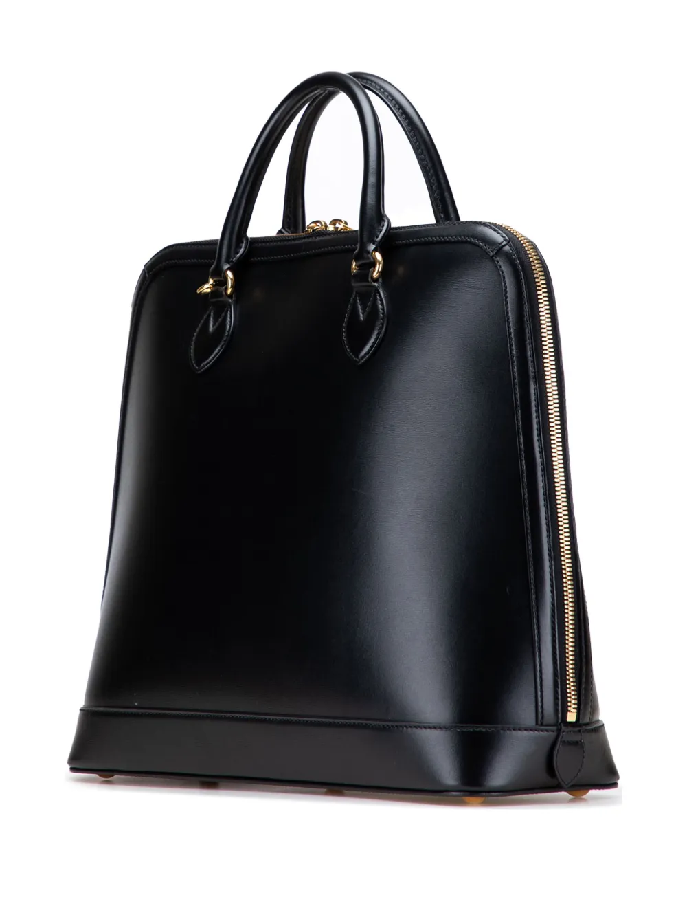Pre-owned Gucci 2016-2025 Small Leather Horsebit 1955 Duffle Bag Satchel In Black