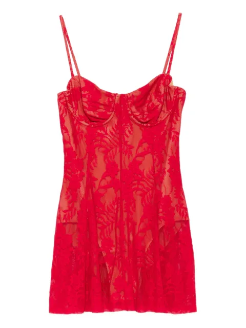 Norma Kamali lace-panelled mini dress