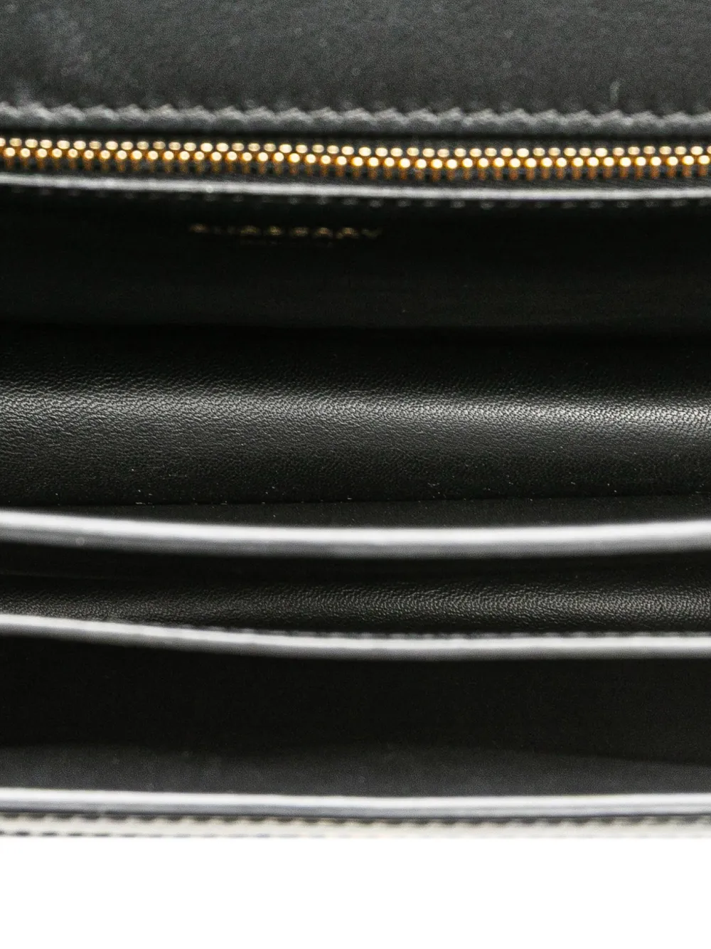 Pre-owned Burberry 2018-2023 Medium Tb Monogram Embossed Calfskin Chain Crossbody Bag In Black