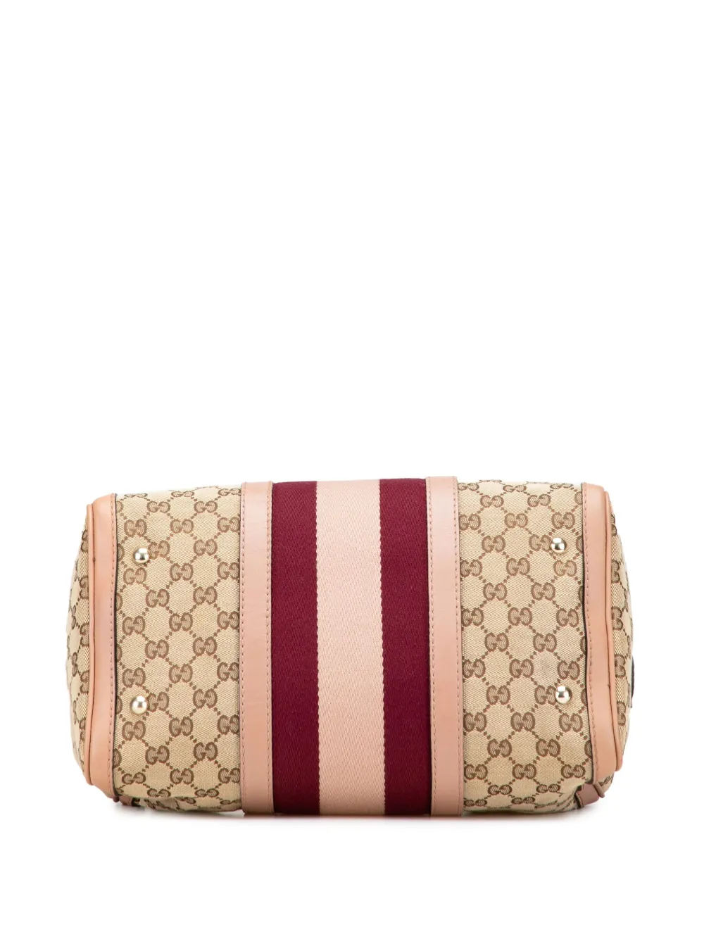 Pre-owned Gucci 2016-2025 Medium Gg Canvas Web Joy Boston Bag Satchel In Brown