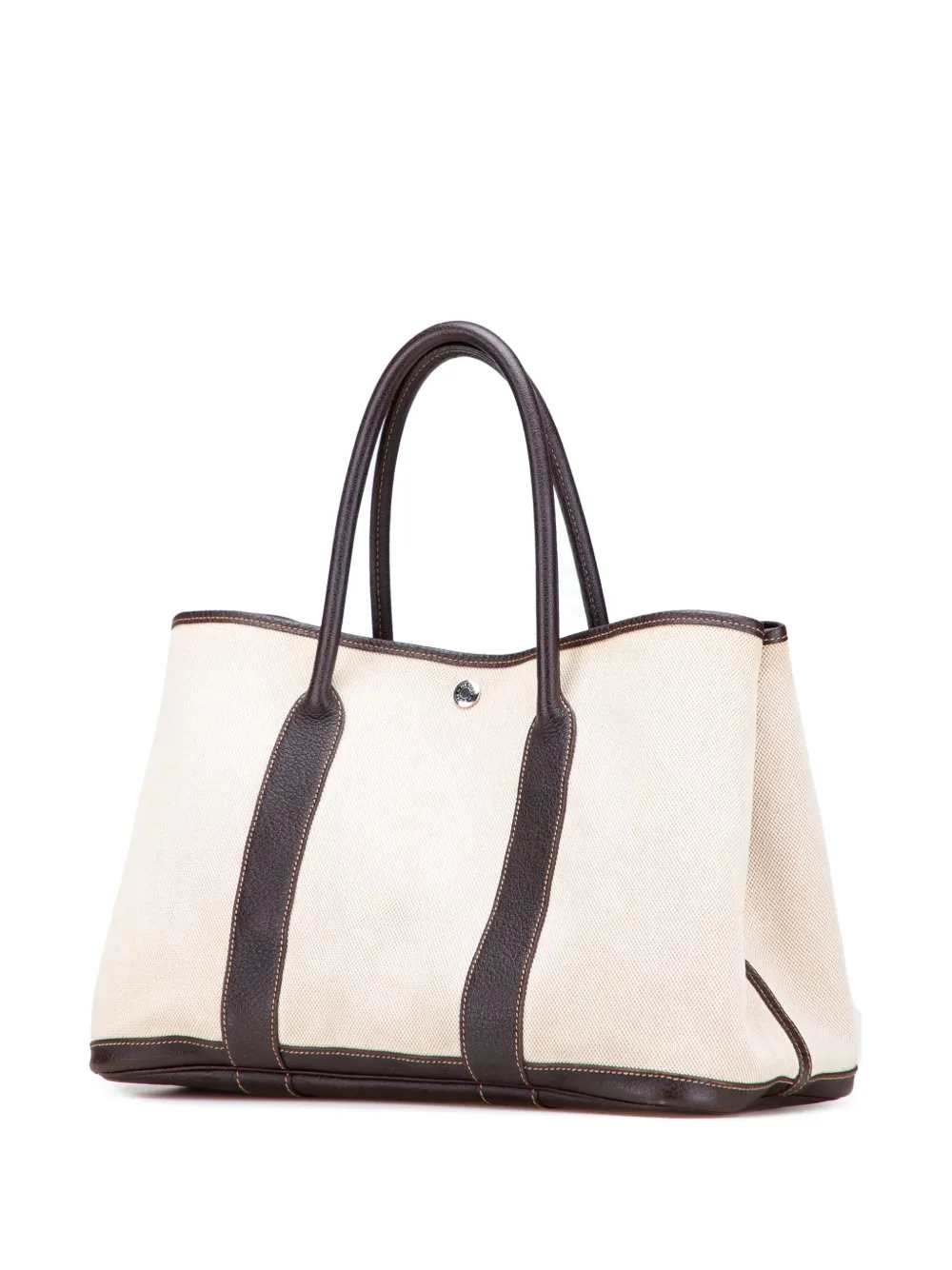 Pre-owned Hermes 2005 Toile And Negonda Garden Party 36 Tote Bag In Brown