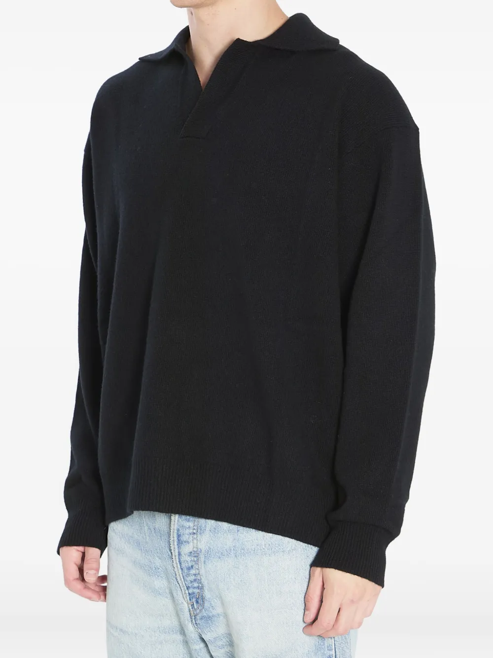 Roberto Collina v-neck ribbed sweater - Zwart