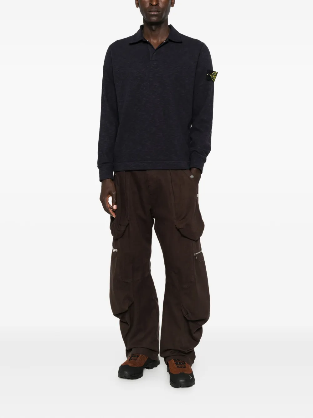 Stone Island badge-detail polo shirt - Blu