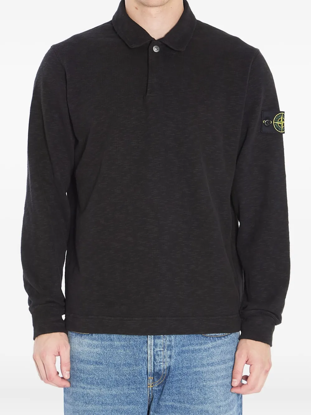 Stone Island badge-detail polo shirt Zwart