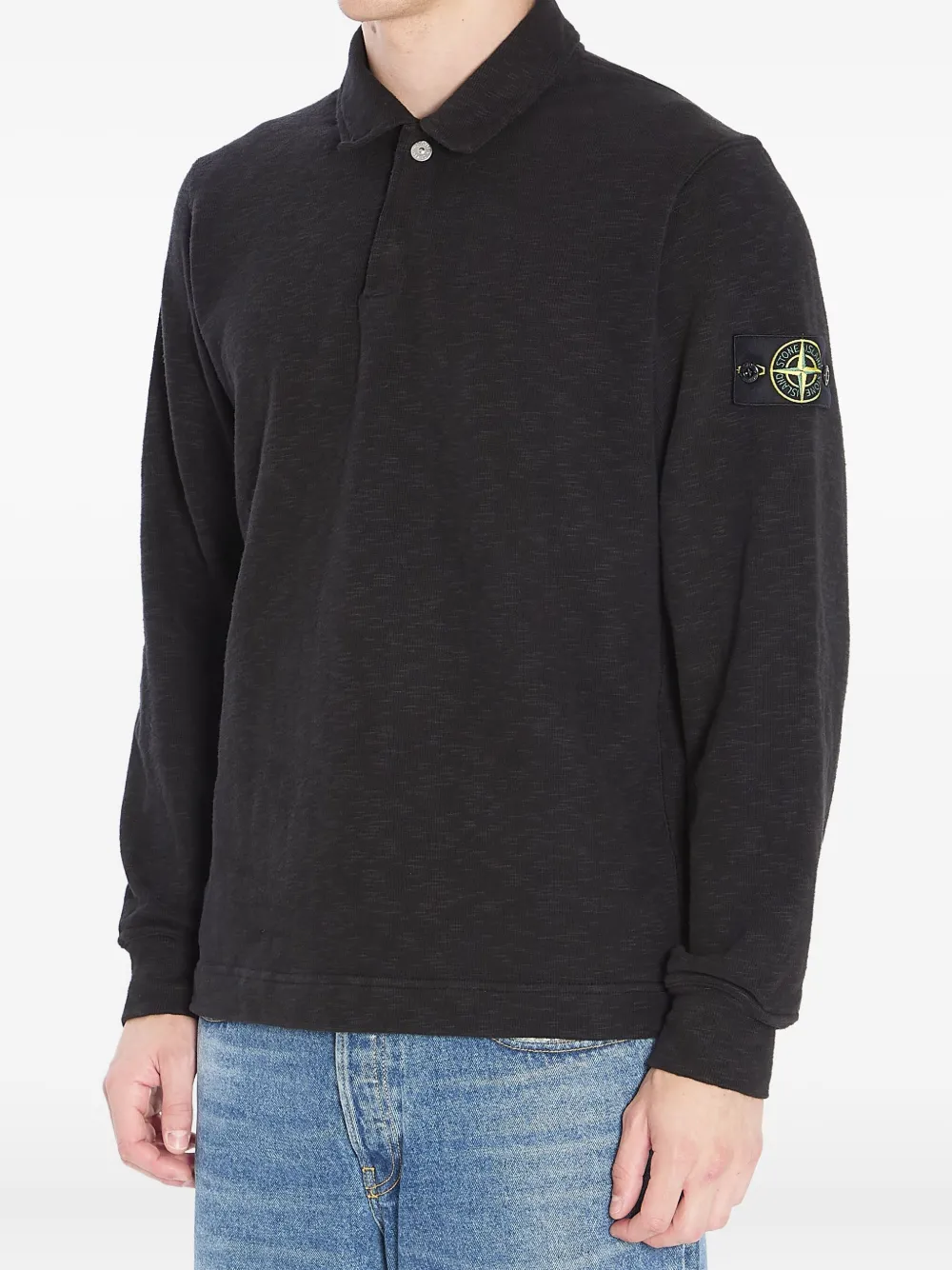 Stone Island badge-detail polo shirt - Zwart