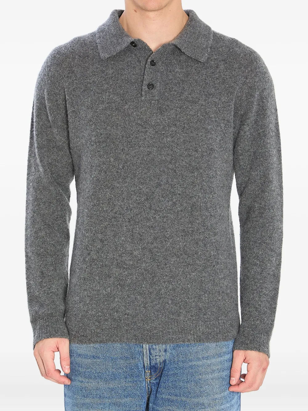 Roberto Collina cashmere blend polo shirt Grijs