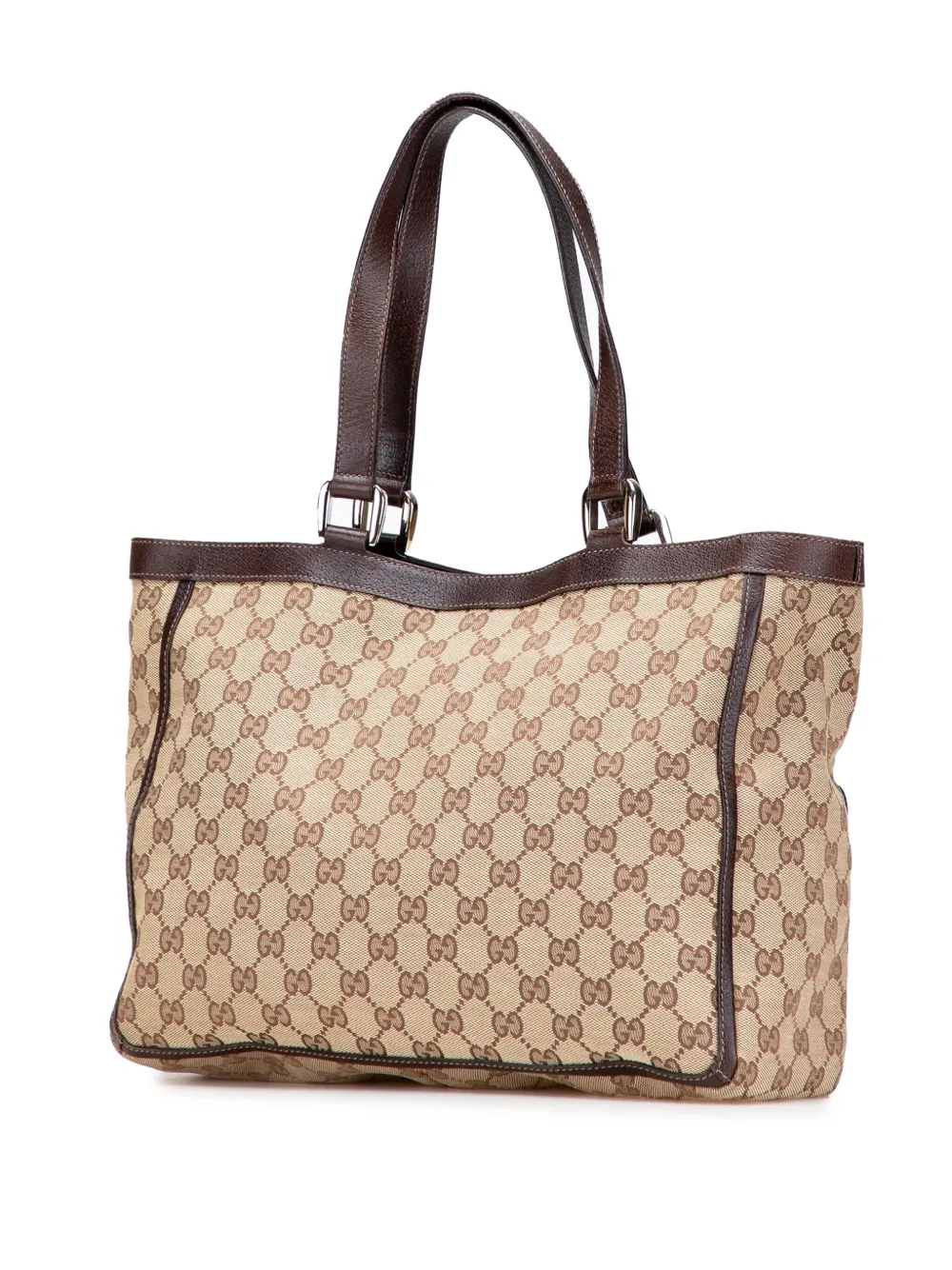 Pre-owned Gucci 2000-2015 Gg Canvas Abbey D Ring Pocket Tote Bag In Brown