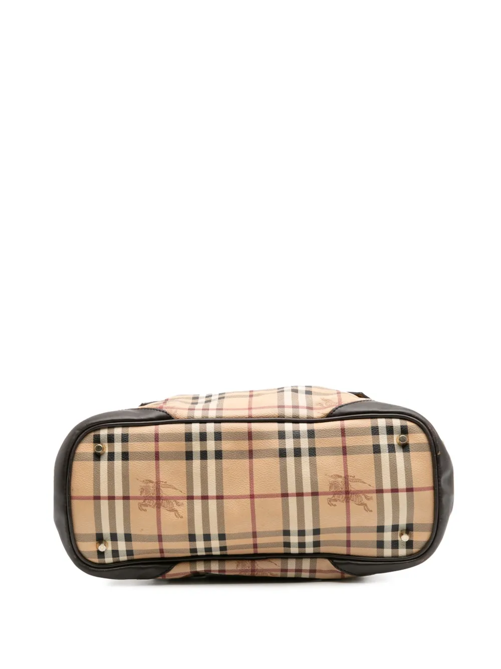 Pre-owned Burberry 2000-2017 Haymarket Check Coated Canvas Satchel In Brown