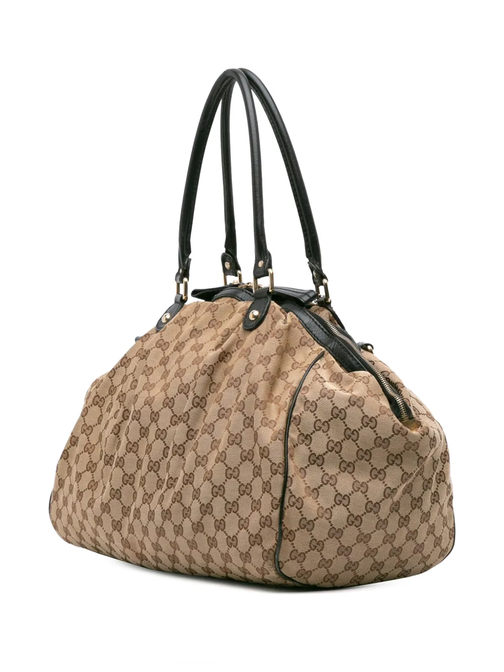 Pre-owned Gucci 2016-2025 Large Gg Canvas Sukey Satchel In Brown