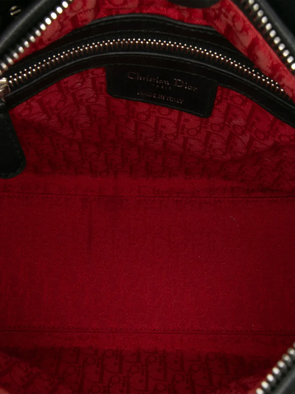 Pre-owned Dior 2011 Medium Lambskin Cannage Lady  Satchel In Black