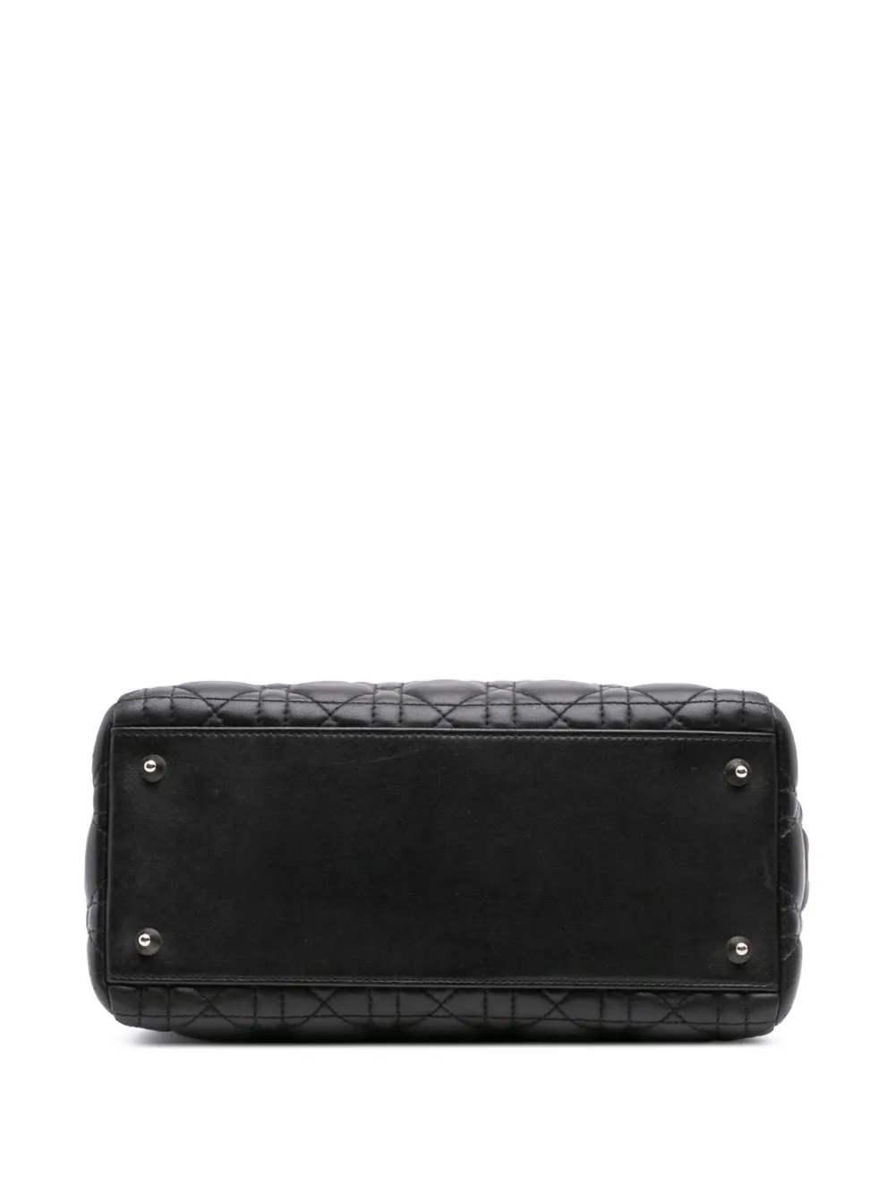 Pre-owned Dior 2011 Medium Lambskin Cannage Lady  Satchel In Black