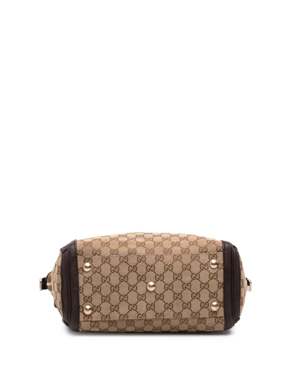 Pre-owned Gucci 2016-2025 Medium Gg Canvas Charm Satchel In Brown