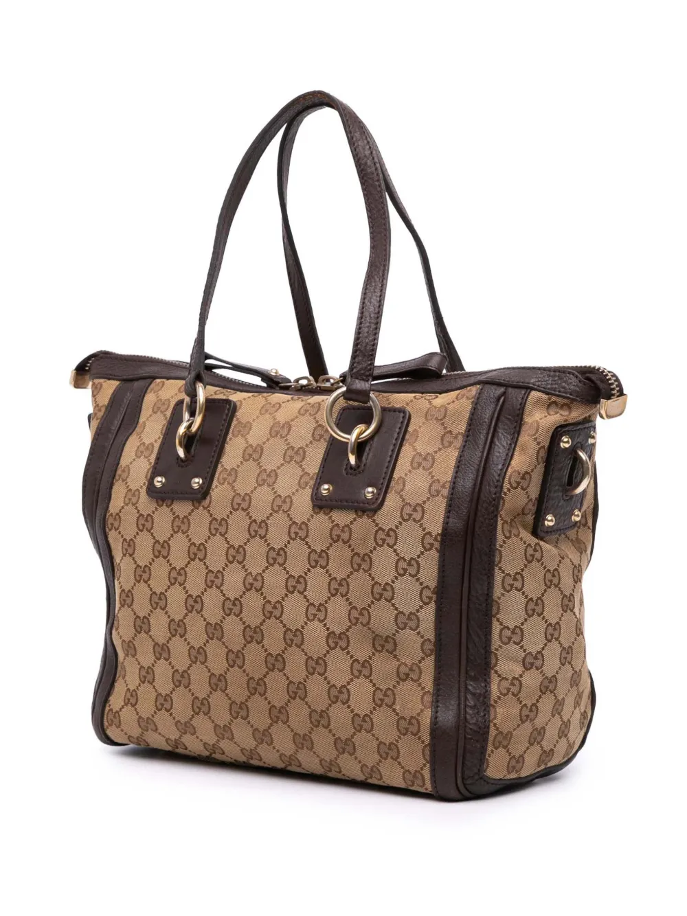 Pre-owned Gucci 2016-2025 Medium Gg Canvas Charm Satchel In Brown