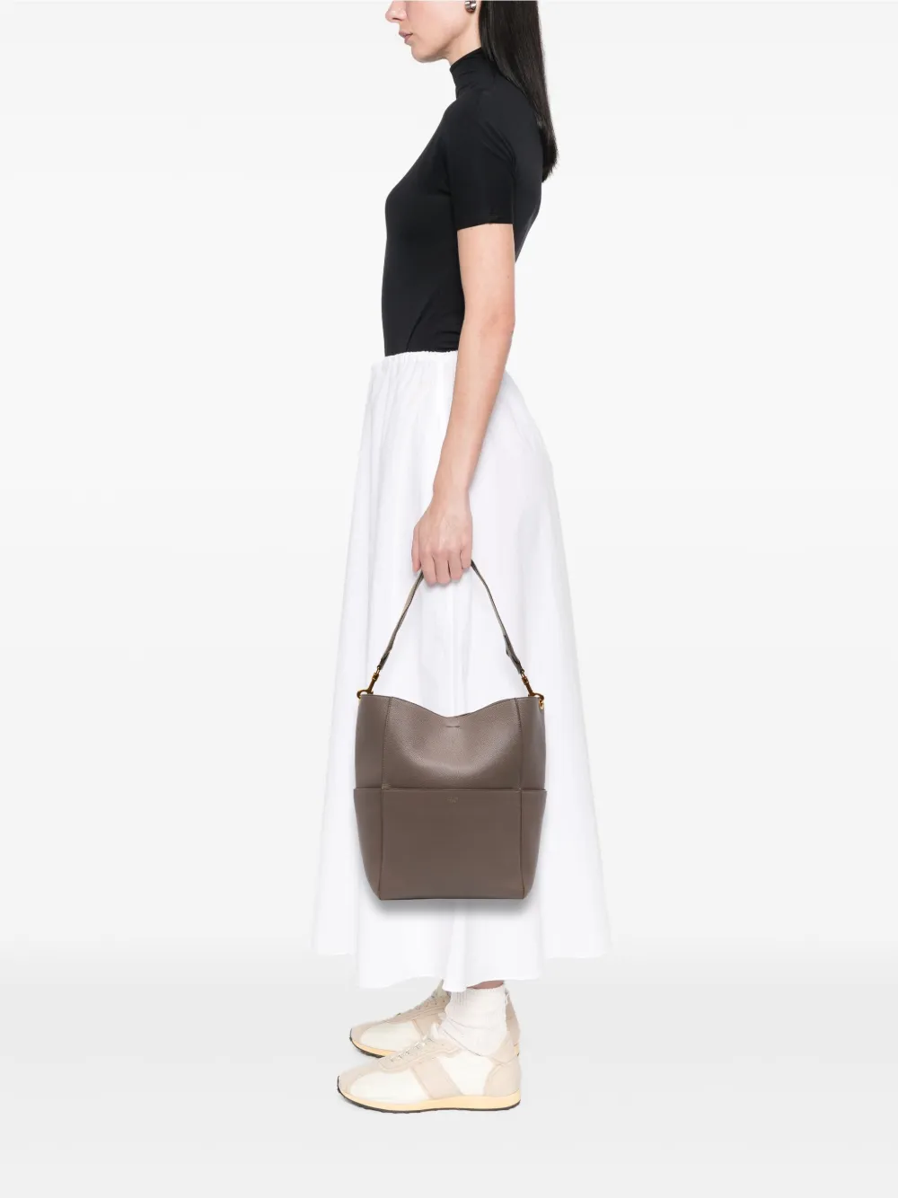 Pre-owned Celine 2019 Medium Leather Seau Sangle Bucket Bag In Brown