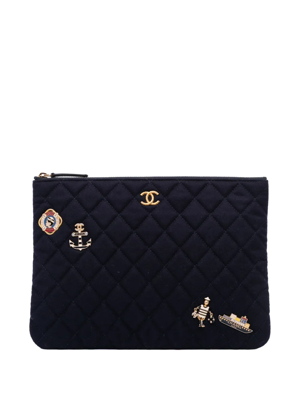 CHANEL Pre-Owned 2018-2019 Paris Hamburg Medium Quilted Wool Coco CHANEL Pre-Owned 2018-2019 Paris Hamburg Medium Quilted Wool Coco