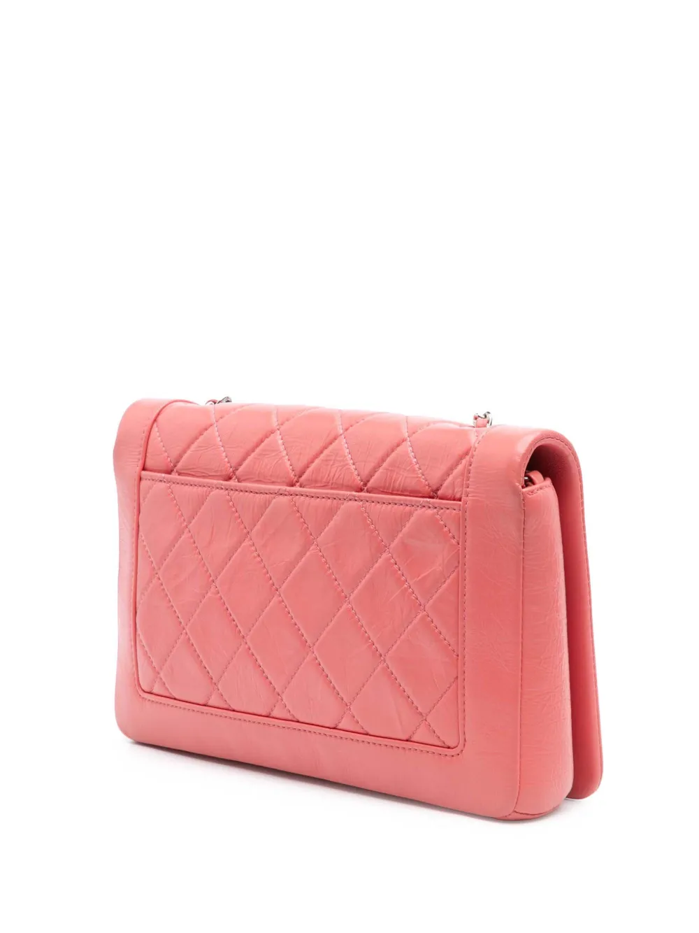 Pre-owned Chanel 2018 Crumpled Calfskin Bi Quilted Vintage Full Flap Shoulder Bag In Pink