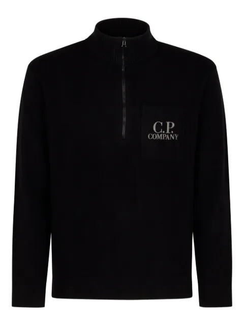 C.P. Company half-zip logo-patch sweater