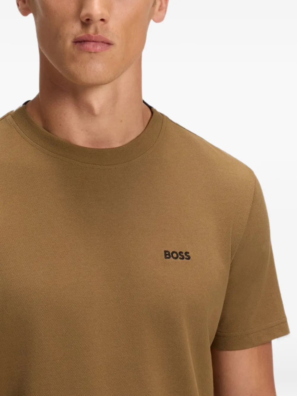 BOSS T-shirt met logodetail Groen