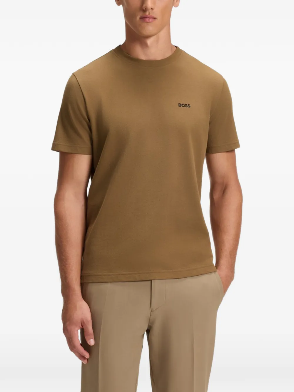 BOSS T-shirt met logodetail Groen