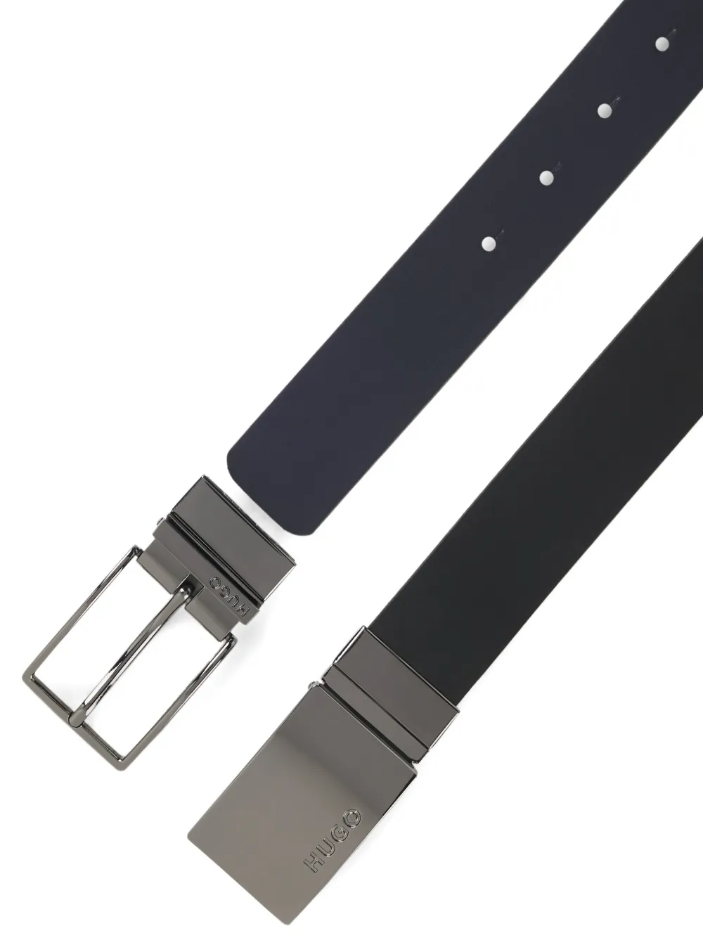 Hugo Boss Rectangular Buckle Leather Belt In Black