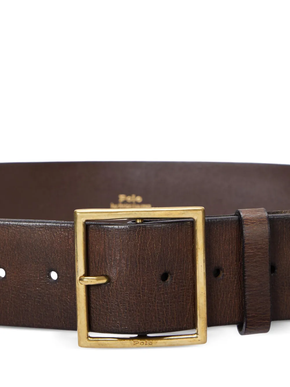 Polo Ralph Lauren Gerafelde riem met vierkante gesp - Bruin