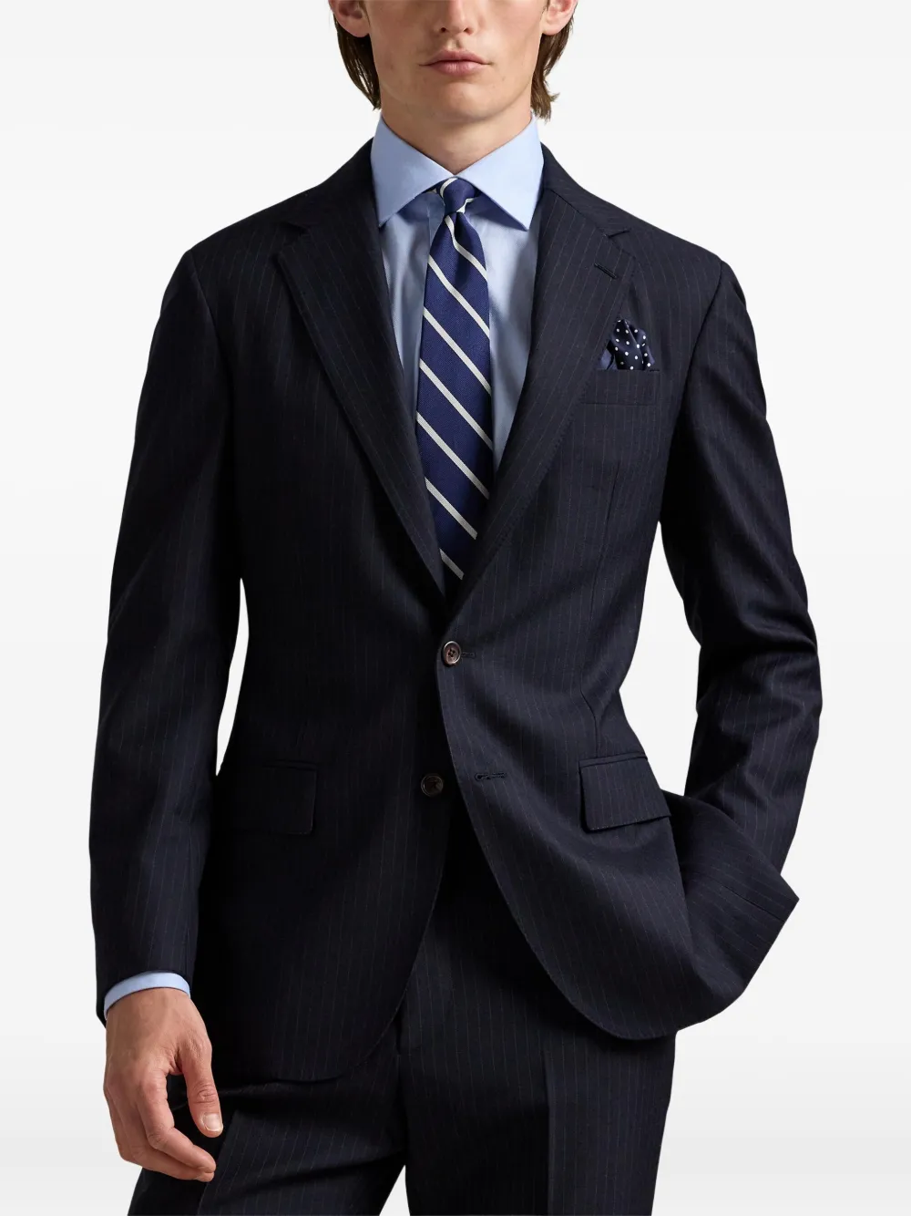 Polo Ralph Lauren pinstriped single-breasted suit Blauw