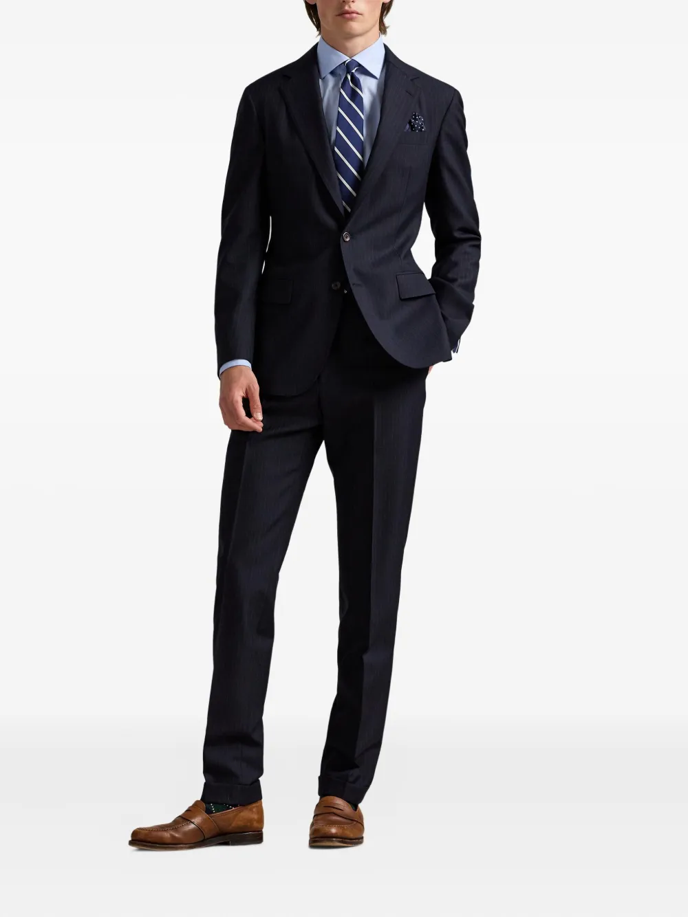 Polo Ralph Lauren pinstriped single-breasted suit Blauw