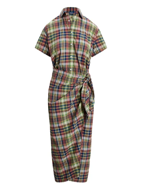 Polo Ralph Lauren wrap-around plaid midi shirt dress