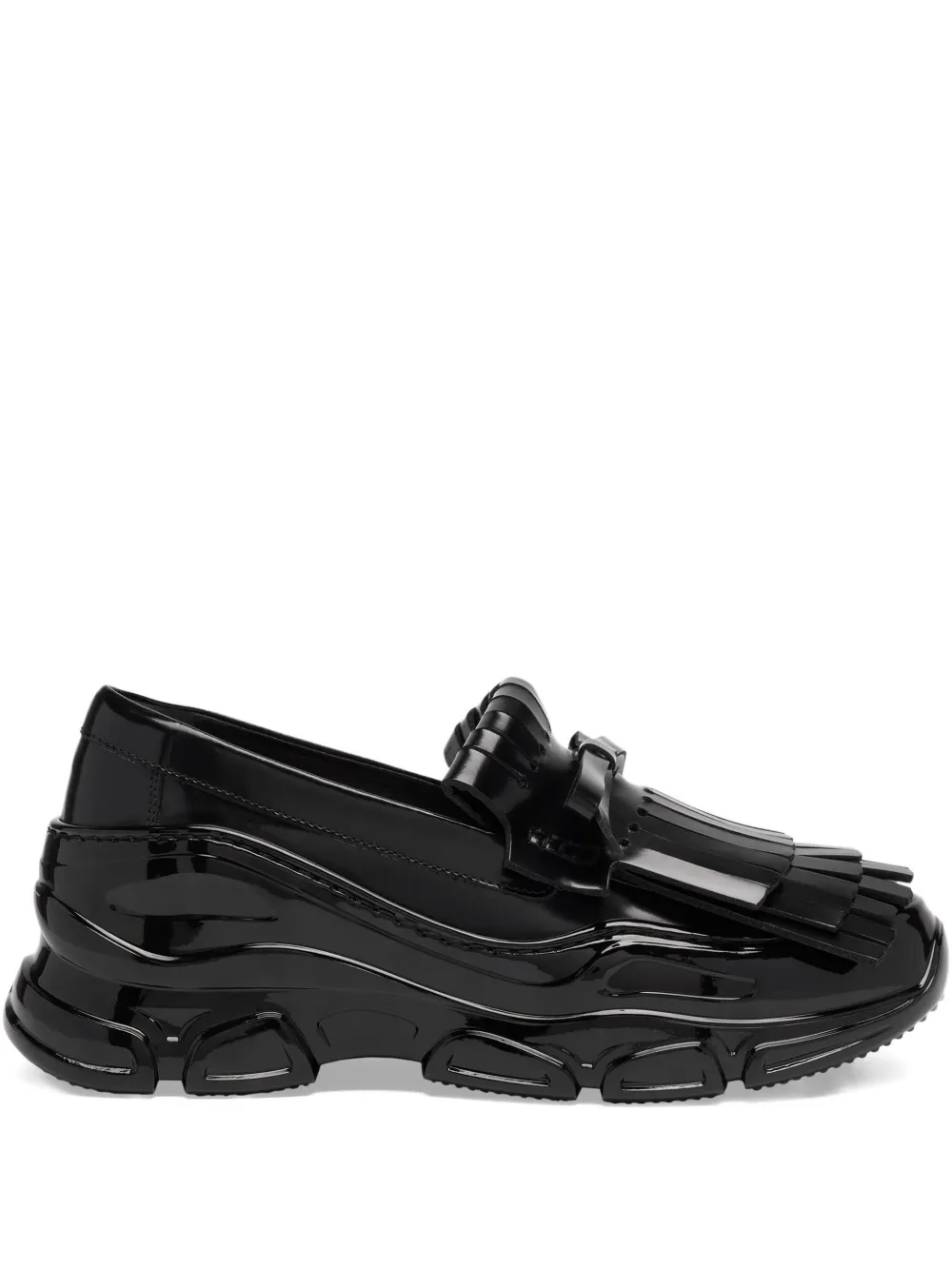 Simone Rocha Tracker fringe patent-leather loafers Black