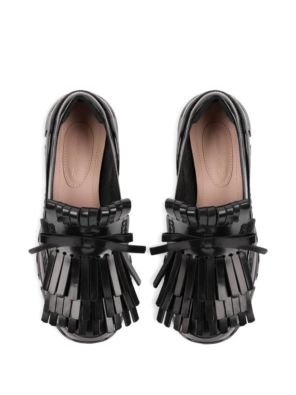 Simone Rocha Tracker fringe patent-leather loafers - Zwart