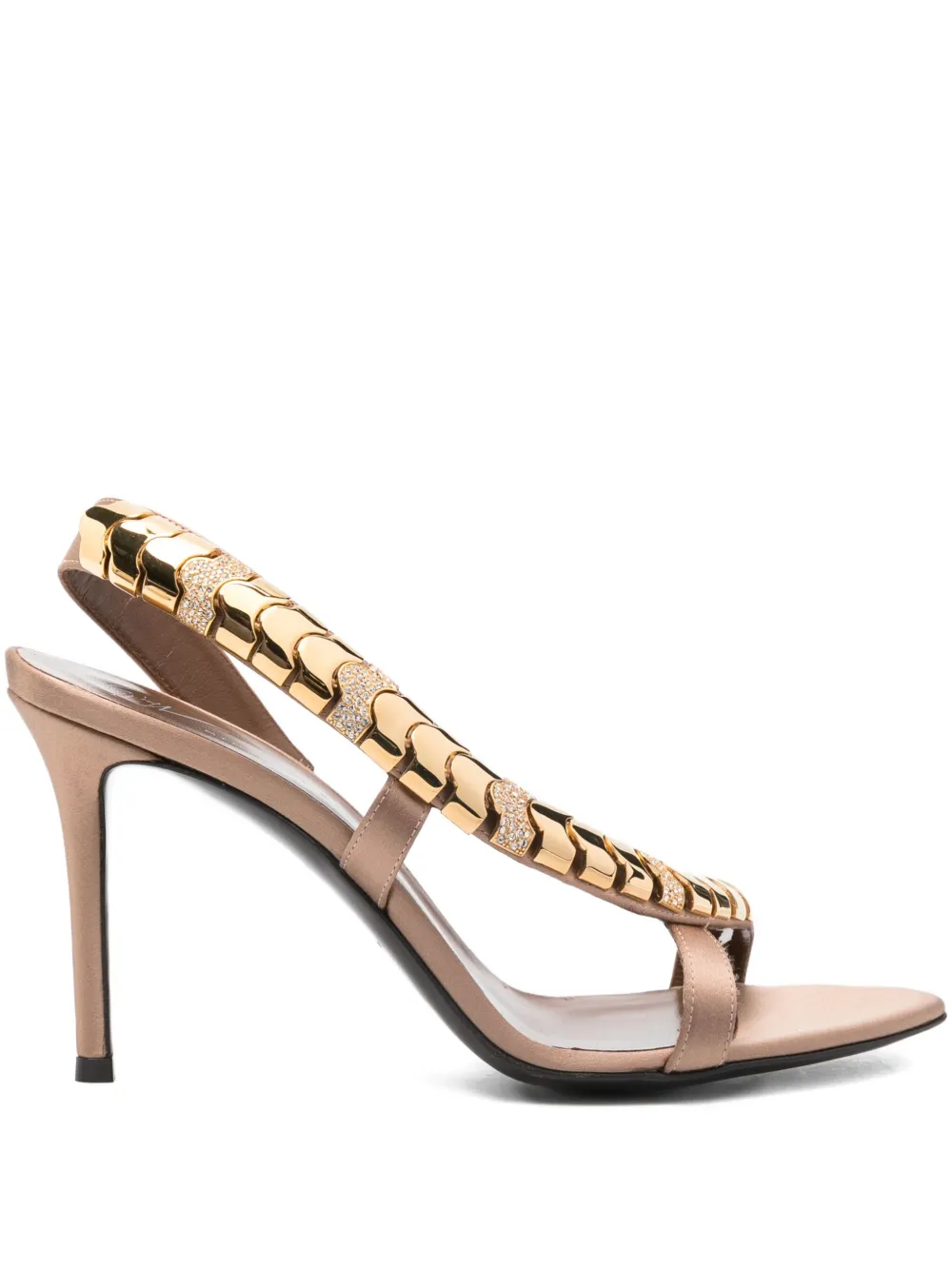 Giuseppe Zanotti 105mm Gz Dafne chain-embellished slingback sandals Neutrals