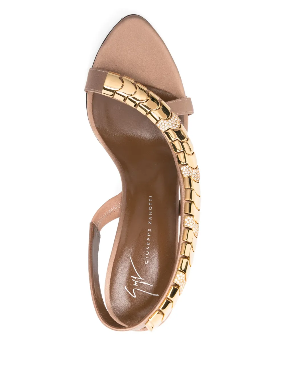 Giuseppe Zanotti 105mm Gz Dafne chain-embellished slingback sandals Neutrals