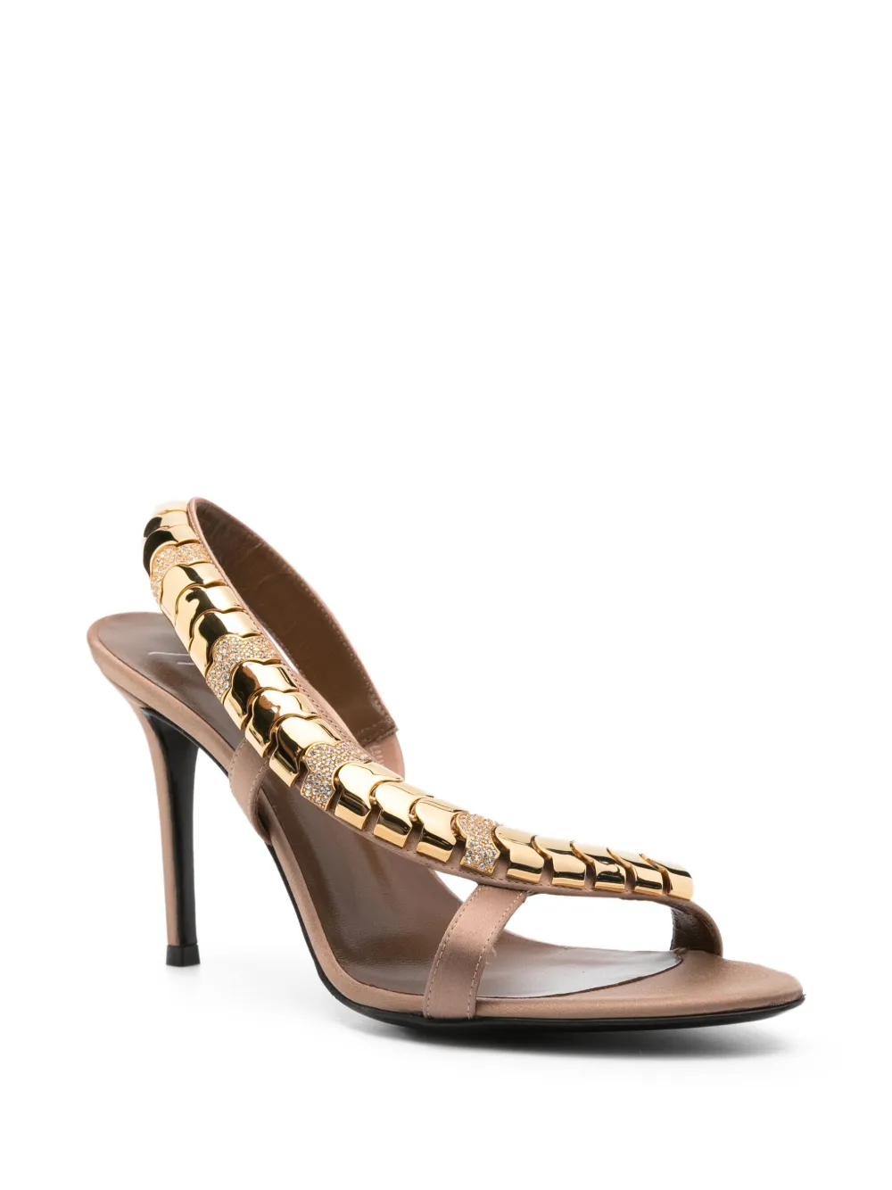 Giuseppe Zanotti 105mm Gz Dafne chain-embellished slingback sandals Neutrals