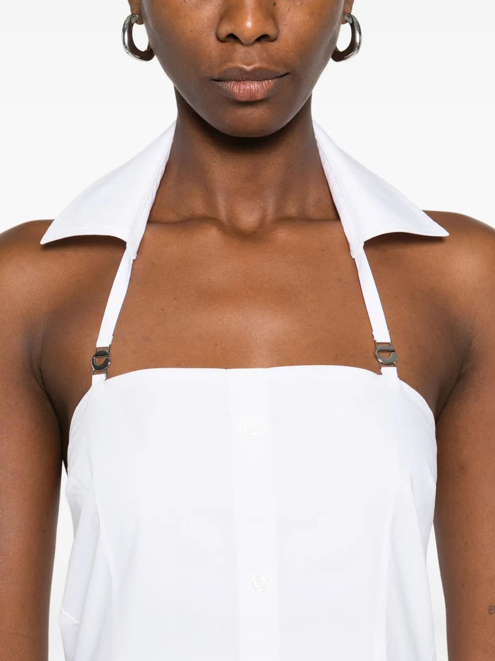 Coperni Halterneck Button-front Dress In White