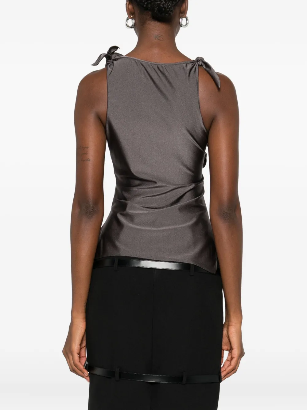 Coperni Asymmetric Rose-detail Top In Gray