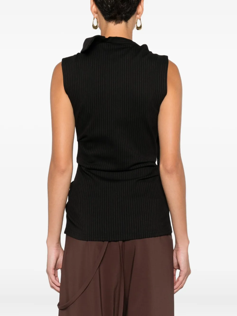 Ottolinger Womens Black Pinstripe Ada Pinstripe Asymmetric Woven Top In Black