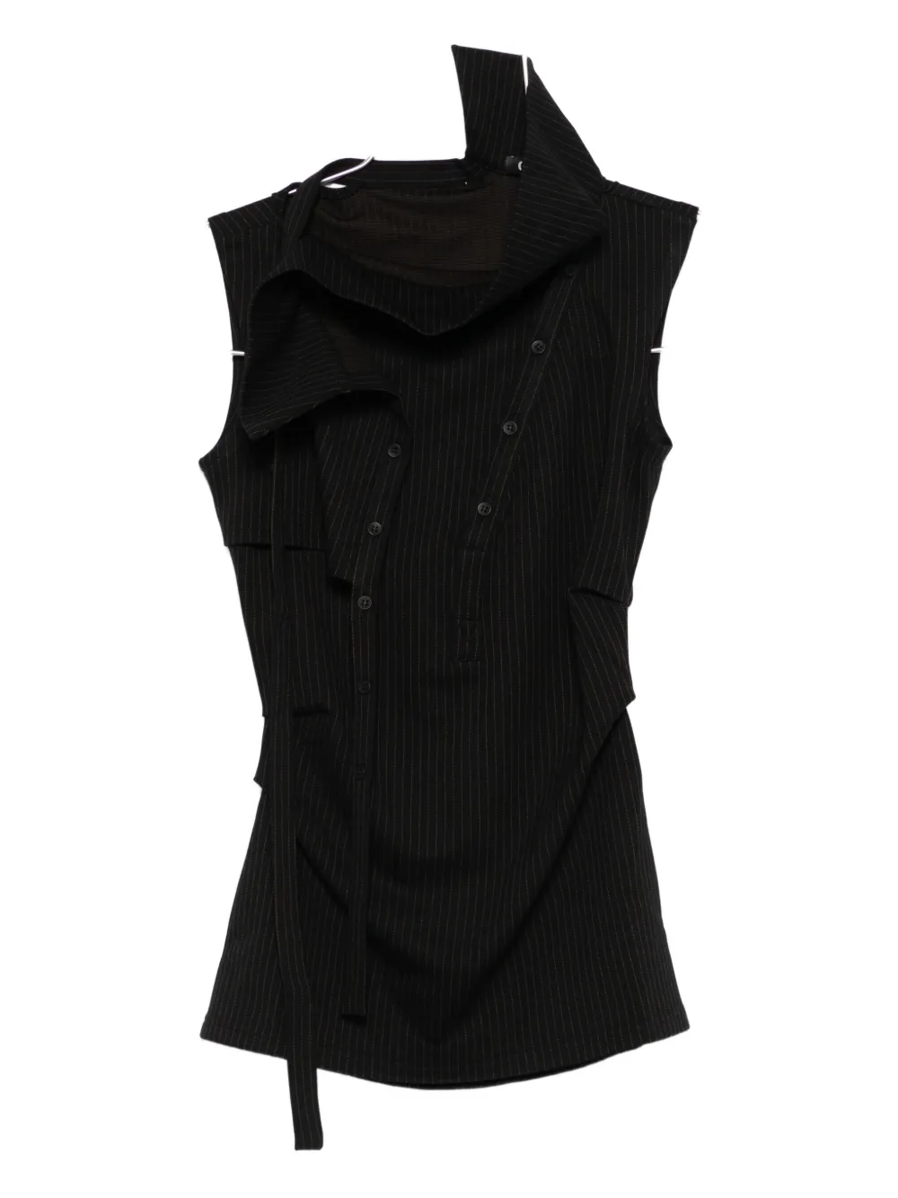 Ottolinger Womens Black Pinstripe Ada Pinstripe Asymmetric Woven Top In Black