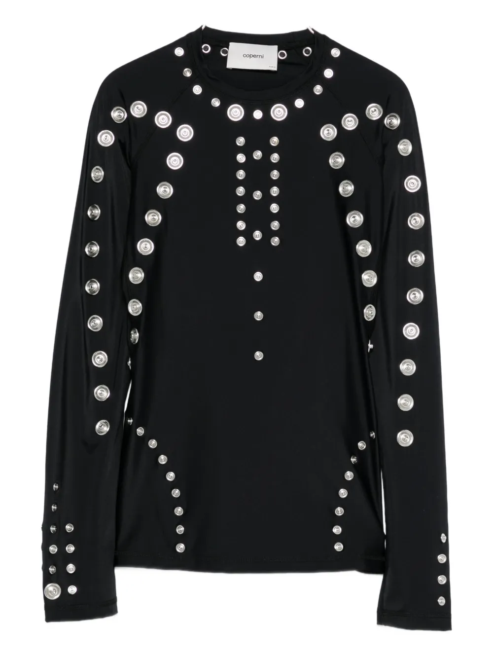 Coperni Metal-embellished Long-sleeve T-shirt In Black